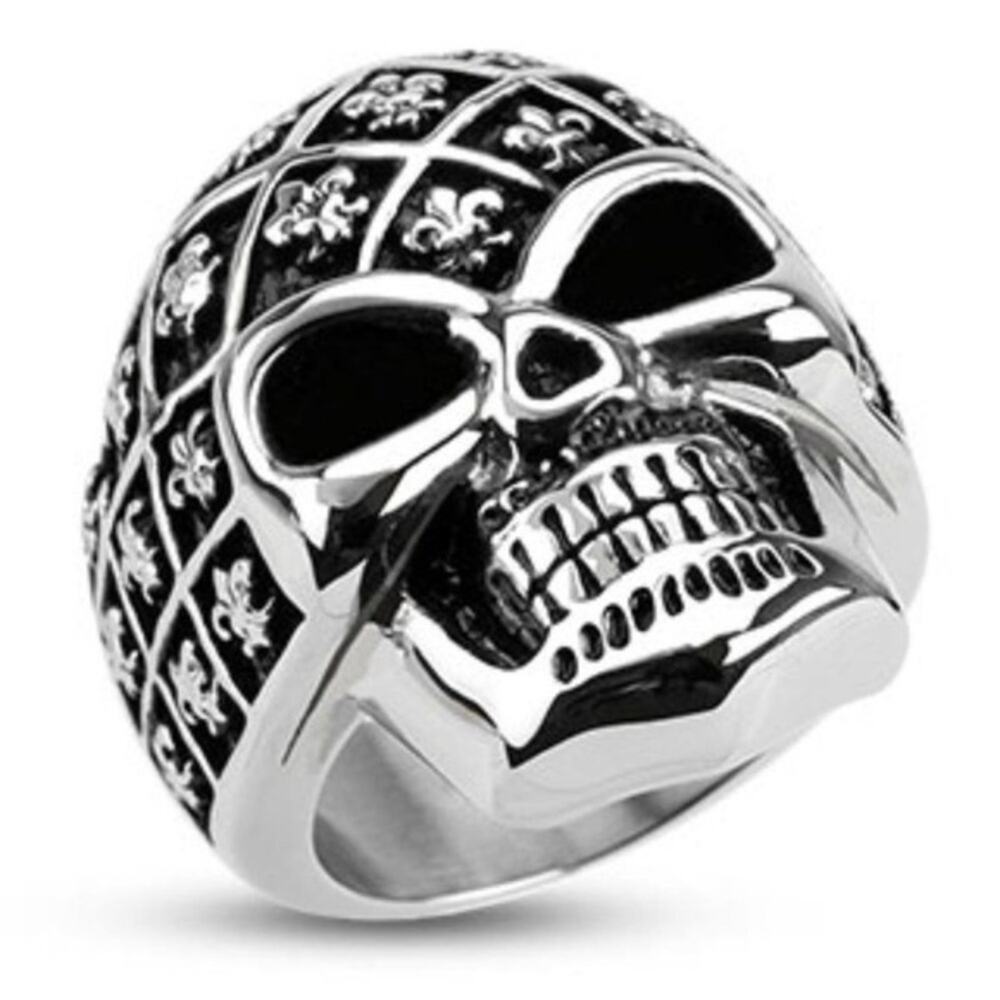 New stainless steel skull biker‎ ring size 10